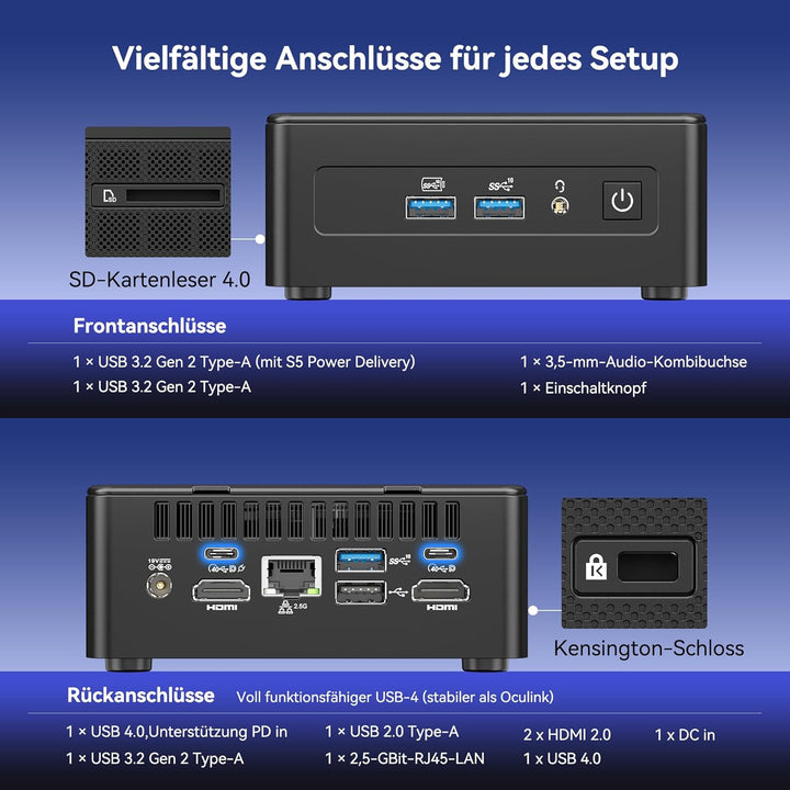 GEEKOM IT13 mit i9-13900HK[3-Jahren-Garantie], 16GB RAM &amp; 1TB SSD(max. 96GB + 4TB) Windows 11 Pro |