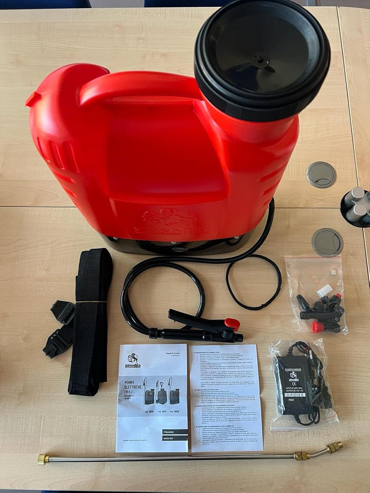 AUSONIA 38006 ELEKTRISCHE RÜCKENSPRITZE MIT AKKU FÜR 16 LITER, Batterie 12 V / 10 Ah Batteriedauer c
