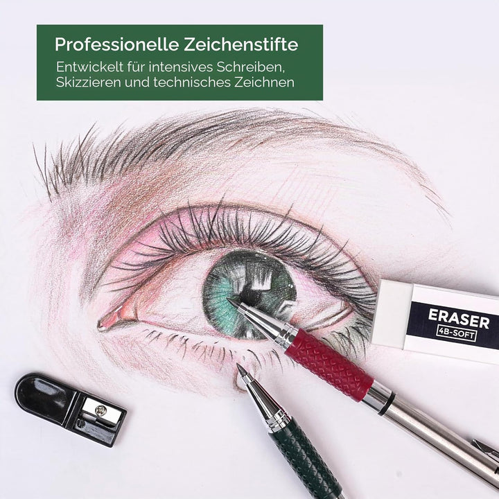 Nicpro 2mm Druckbleistifte Set, 4 Stücke Fallminenstift Metall Mechanische Bleistifte 2,0 mm,3 Dosen