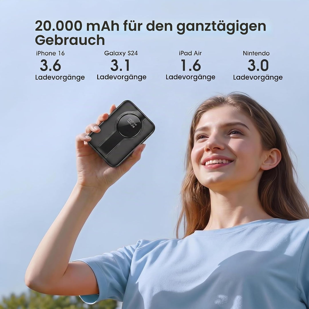 Power Bank 20000mah PD22.5W Schnellladefunktion Powerbank Externe Handyakkus Mini Powerbank mit Kabe