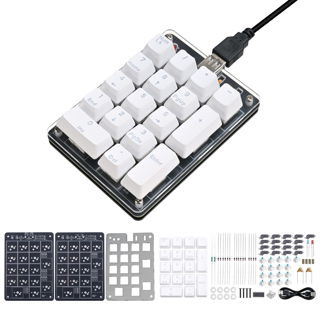Löt Bausatz, DIY Numpad Keypad USB-Nummerntastenfeld &amp; Pfeiltasten Mini-Mechanische Tastatur, 18 Tas