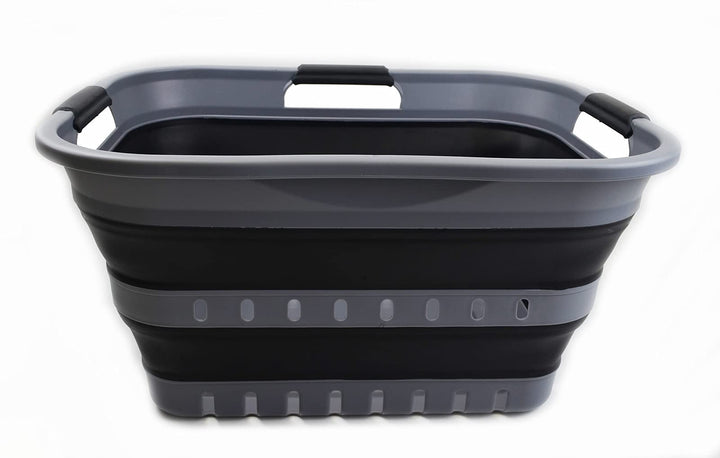 SAMMART 30L Collapsible 3 Handled Plastic Wäschekorb - Faltbarer Pop-Up-Vorratsbehälter/Organizer -