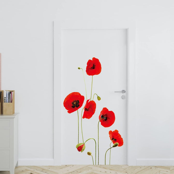 WALPLUS 25 Stück Rote Mohnblumen Abziehbild Wandsticker Im Dunkeln leuchten Aufkleber Anzeige Selbst