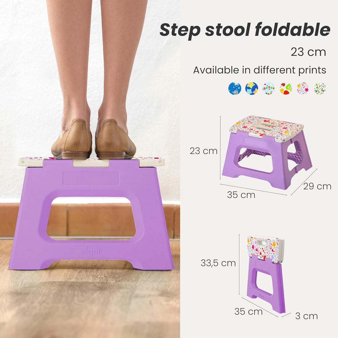 Vigar Kompakte Tritthocker Klappbar für Erwachsene, 23 cm, Klapphocker Faltbar 150 kg rutschfest, Le