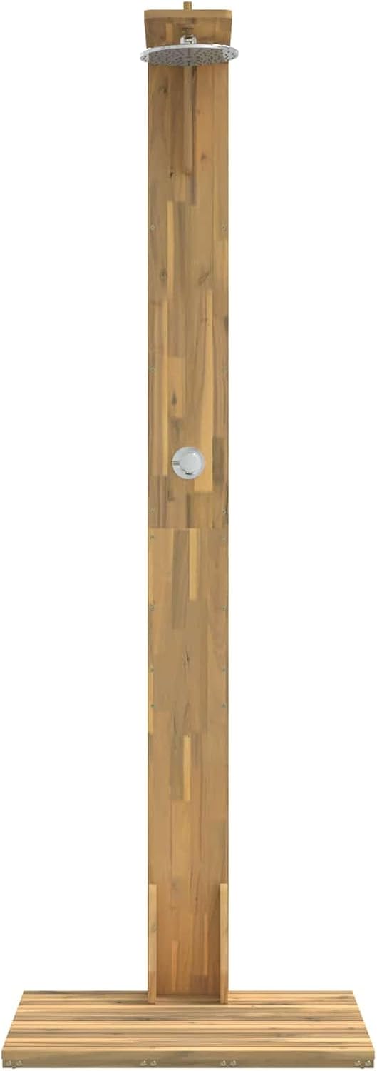 vidaXL Gartendusche 219 cm Massives Akazienholz und Edelstahl Weiss, Weiss