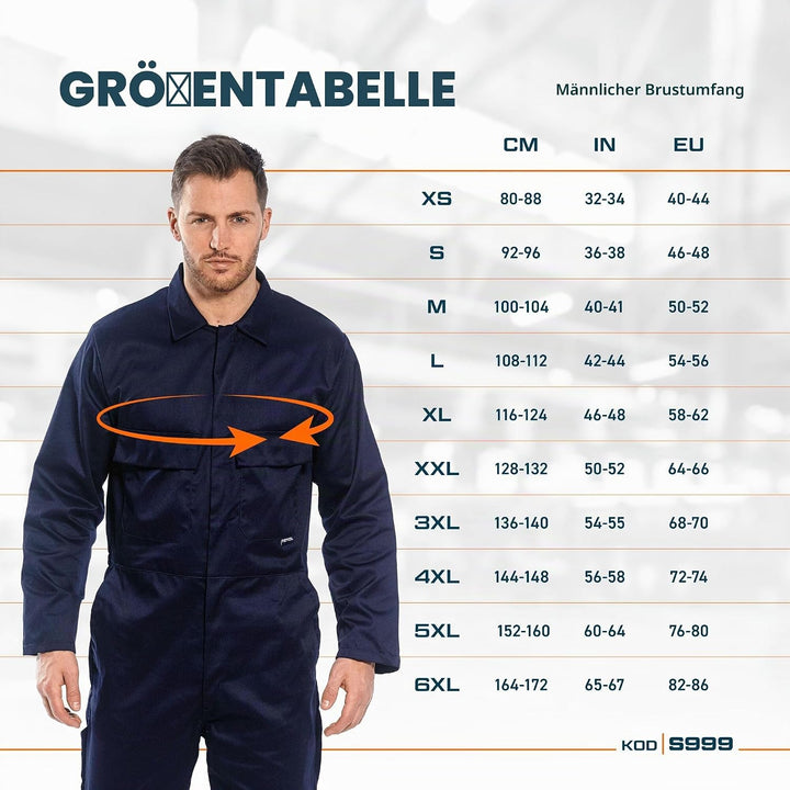 Portwest Euro Work Polykatoen Overall, Royal Blau, M Royal Blau M Normale Hosenlänge, Royal Blau M N