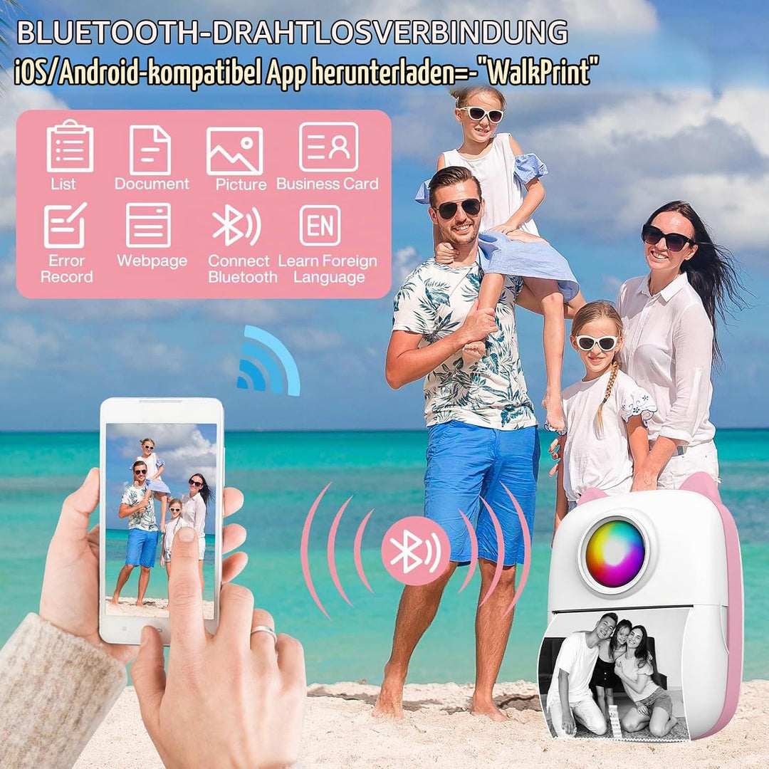 Mini Drucker Tragbarer Thermodrucker Wireless Bluetooth Mini Fotodrucker Smartphone Taschendrucker M