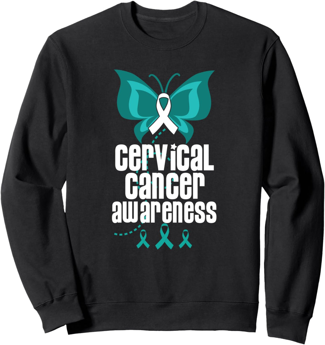 Gebärmutterhalskrebs Awareness Teal Ribbon Butterfly Sweatshirt
