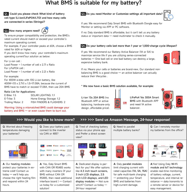 DALY BMS 48V 100A – 1A Active Balance Batteriemanagementsystem, integriertes Bluetooth für 16S LifeP