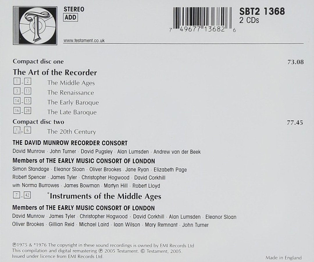 The Art of the Recorder/Instru, Audio-CD