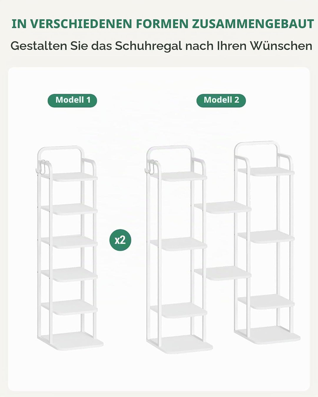 Hzuaneri Vertikales Schuhregal, 6-Stöckige Schuhregale, Schuhturm für Kleine Räume, Freistehend, Ver