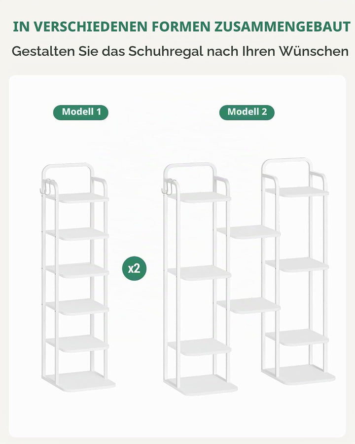 Hzuaneri Vertikales Schuhregal, 6-Stöckige Schuhregale, Schuhturm für Kleine Räume, Freistehend, Ver