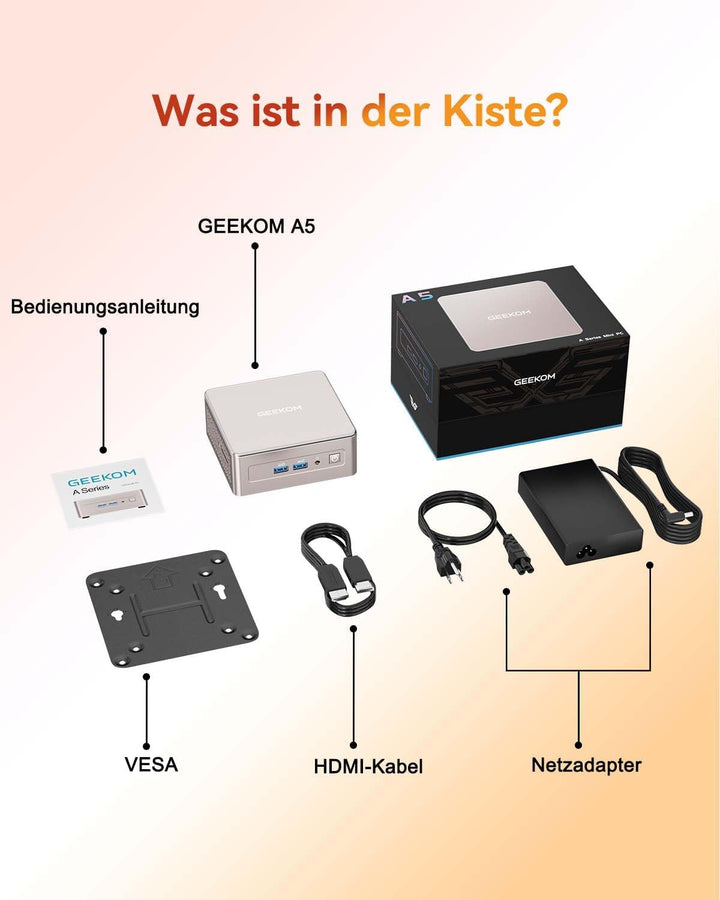 GEEKOM A5 2025 Edition Mini-PC, AMD Ryzen 5 7430U (bis zu 4,5GHz), 16GB DDR4, 512GB SSD, Windows 11