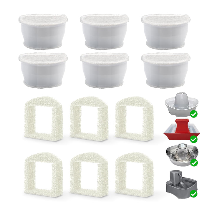 Ersatzfilter für PetSafe Katzenbrunnen 6 Ersatzkohlefilter + 6 Schaumfilter 6 Ersatzfilter+6 Schaumf