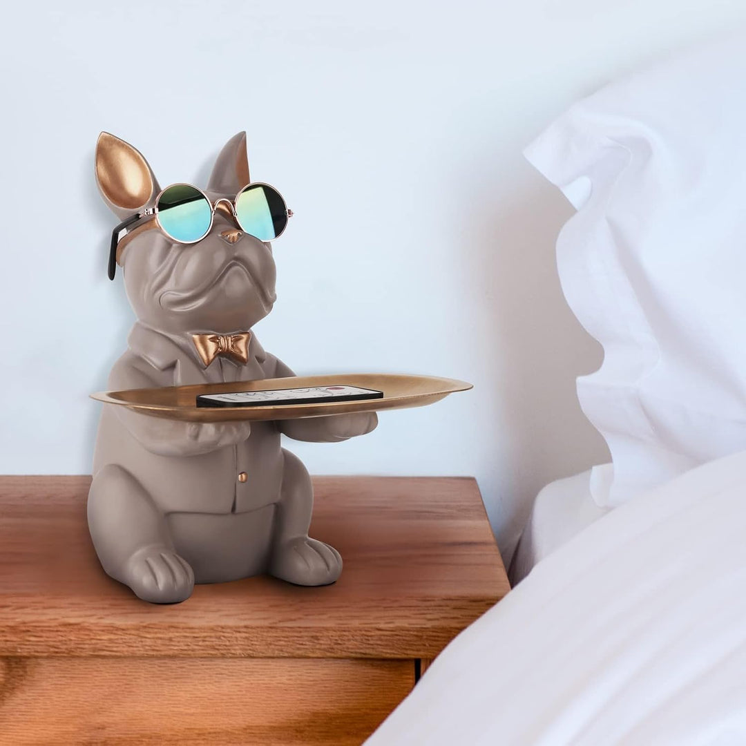 Deko Skulptur Bulldogge, Schlüsselschale Modern Schwarz, Schlüsselablage Flur, Deko Figuren Wohnzimm