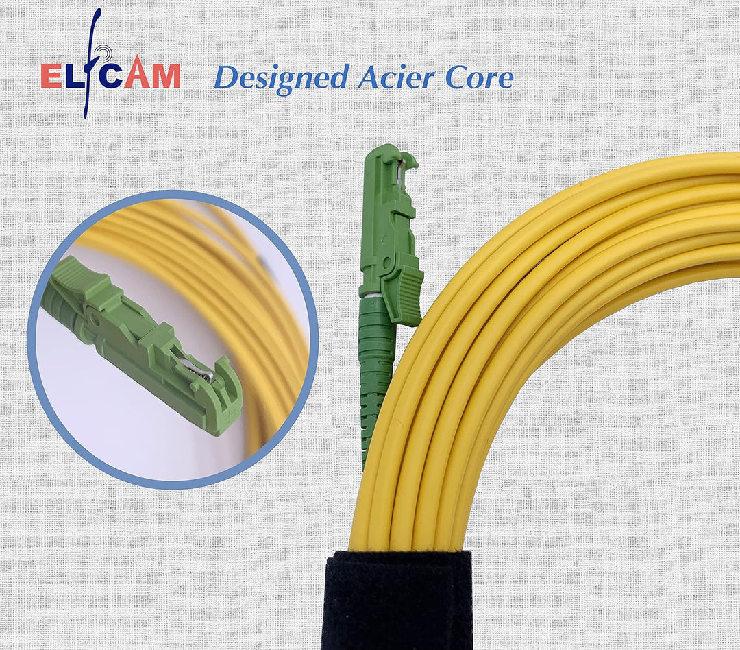 Elfcam® - 25m LWL Glasfaser-Kabel E2000/APC auf LC/APC Stecker, Simple Singlemode 9/125μm OS2 Patchk