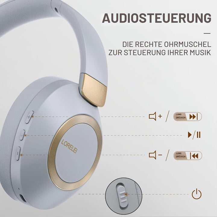 LORELEI B-C6 Kabellose Over-Ear-Kopfhörer, 50H Playtime Faltbare, leichte Bluetooth-Headsets, Tiefe