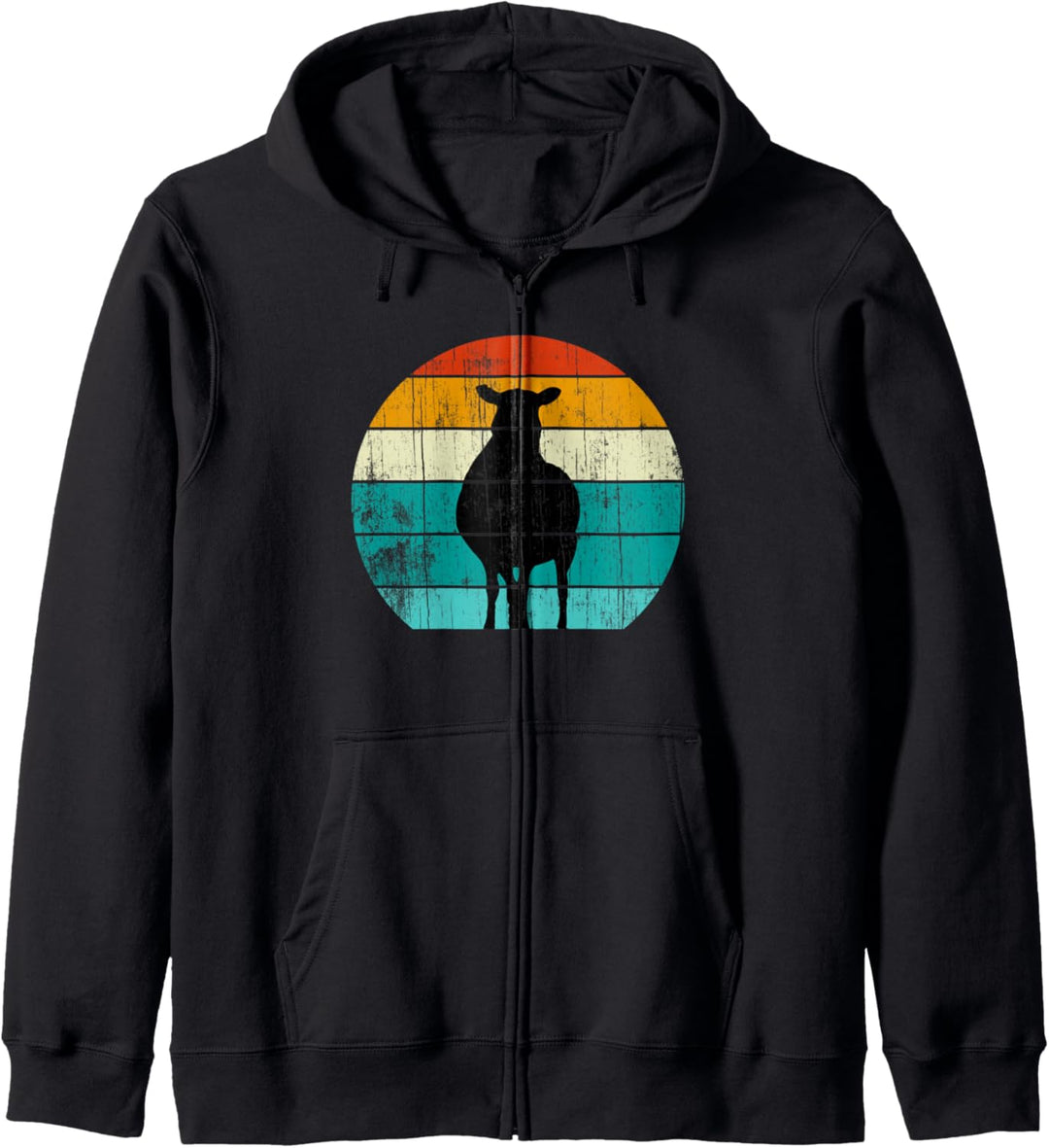 Retro Sonnenuntergang Schaf Kapuzenjacke