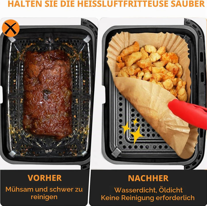 180 Stück Backpapier für Heissluftfritteuse Ninja AF500EU AF500EUCP, Cecotec 9000, Rechteckig Airfry