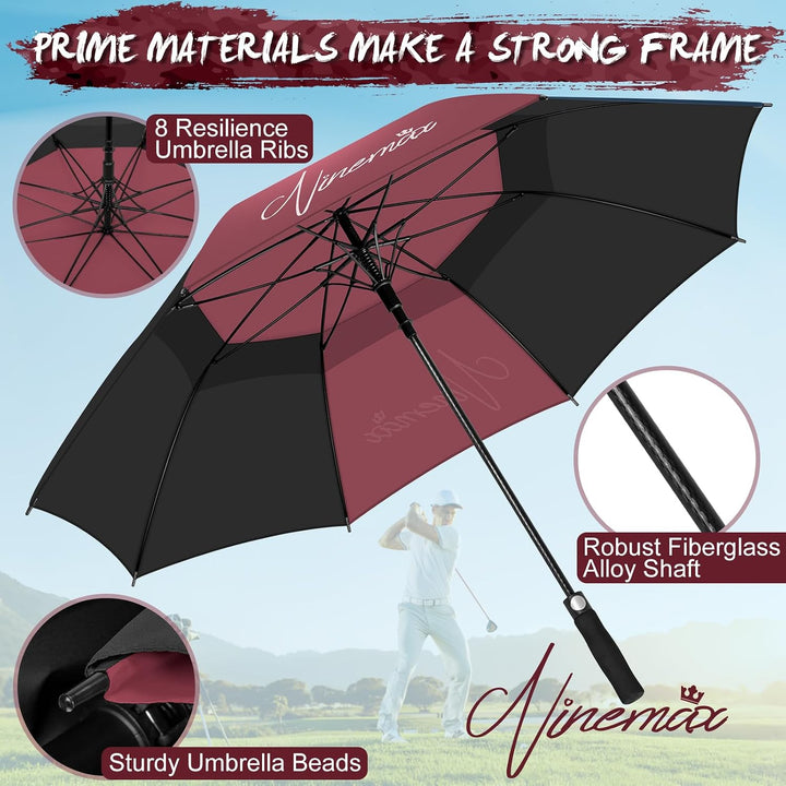 NINEMAX Golfschirm Gross 62/68 Inch Golf Regenschirm Sturmfest Automatik Öffnen Golf Regenschirm Dop