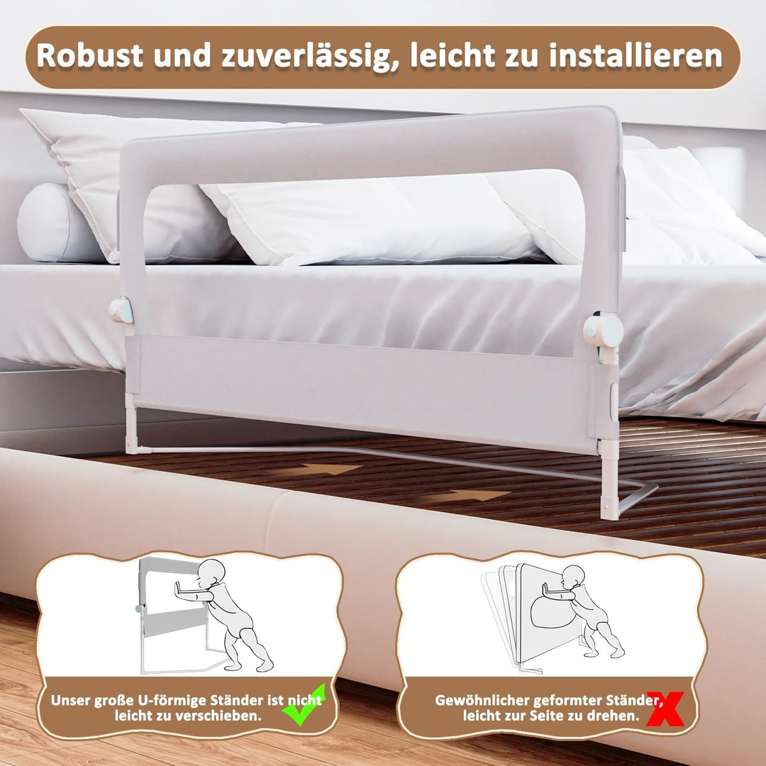 Eulenke 200 cm Bettgitter Rausfallschutz Klappbar, 72-86 cm höhenverstellbar Rausfallschutz Kinderbe