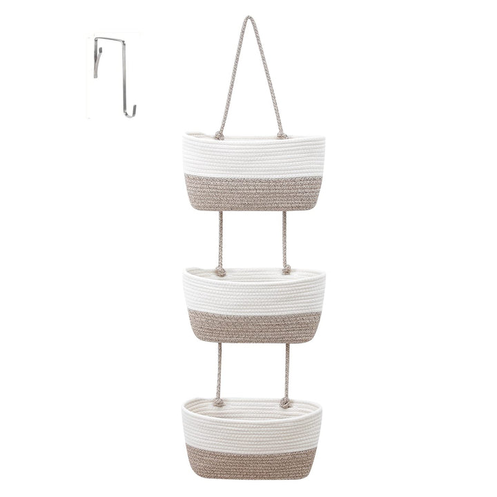 Hängeorganizer Tür Wand Organizer, 3-Tier Baumwolle Seil Gewebt Wall-Mounted Veranstalter, Organizer