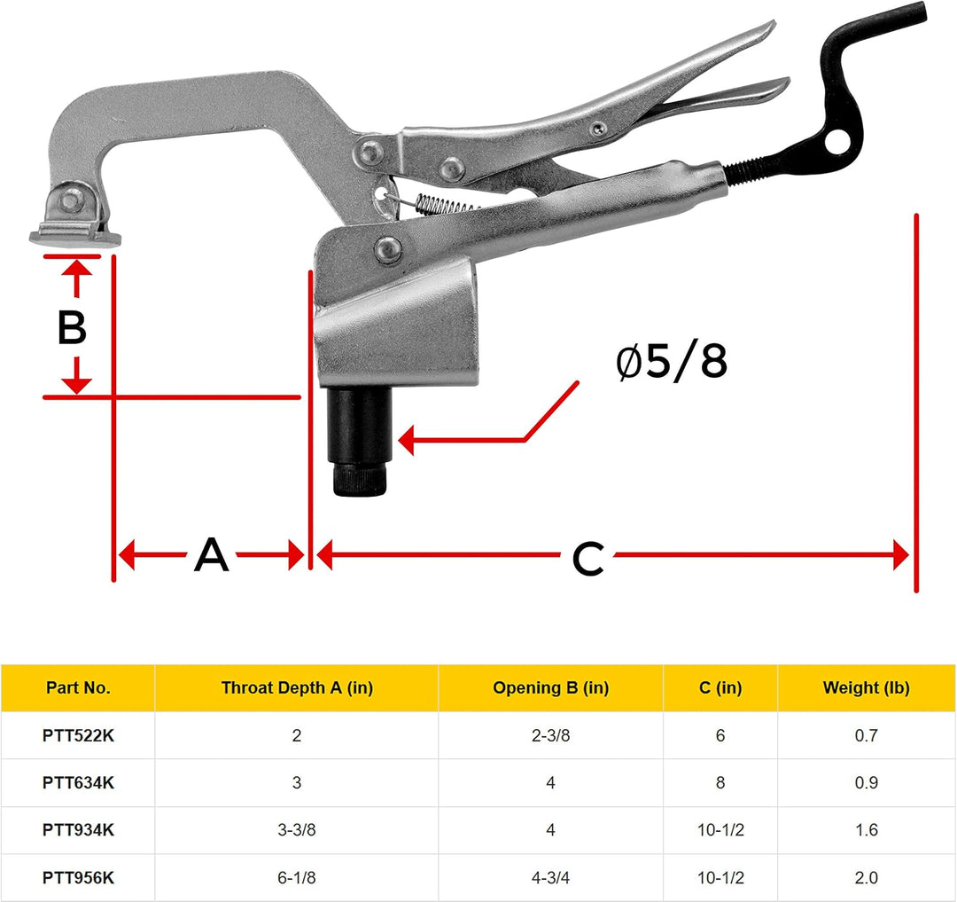 BuildPro PT11K Feder Inserta Zange Throat 3-3/8"/Opening 4", Throat 3-3/8"/Opening 4"