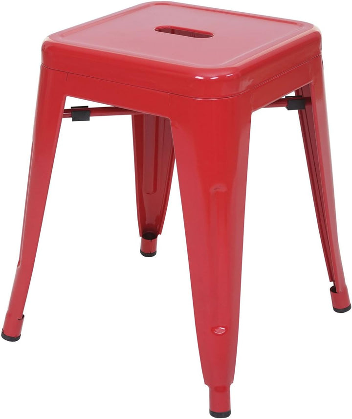 4er-Set Hocker HWC-A73, Metallhocker Sitzhocker, Metall Industriedesign stapelbar - rot