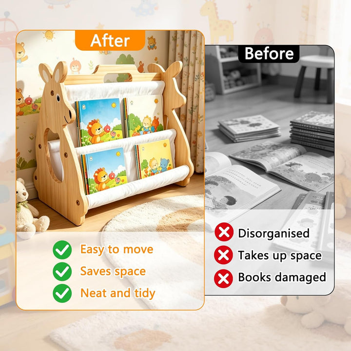 BüCherkiste Kinder Aus Holz, BüCcherregal Kinder Montessori Känguru Design, Bücherregal Kinder Holz