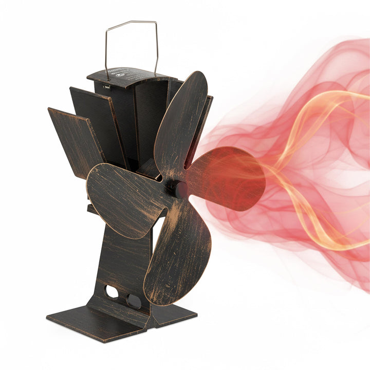 Relaxdays Ofenventilator ohne Strom, geräuscharm, für Kamin &amp; Ofen, hitzebetrieben, 4 Blätter, Kamin