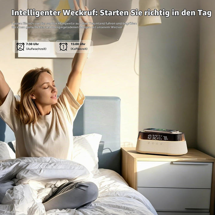 Bluetooth Lautsprecher FM Radio mit Zwei Smart Wecker mit Fernbedienung Beige, Beige