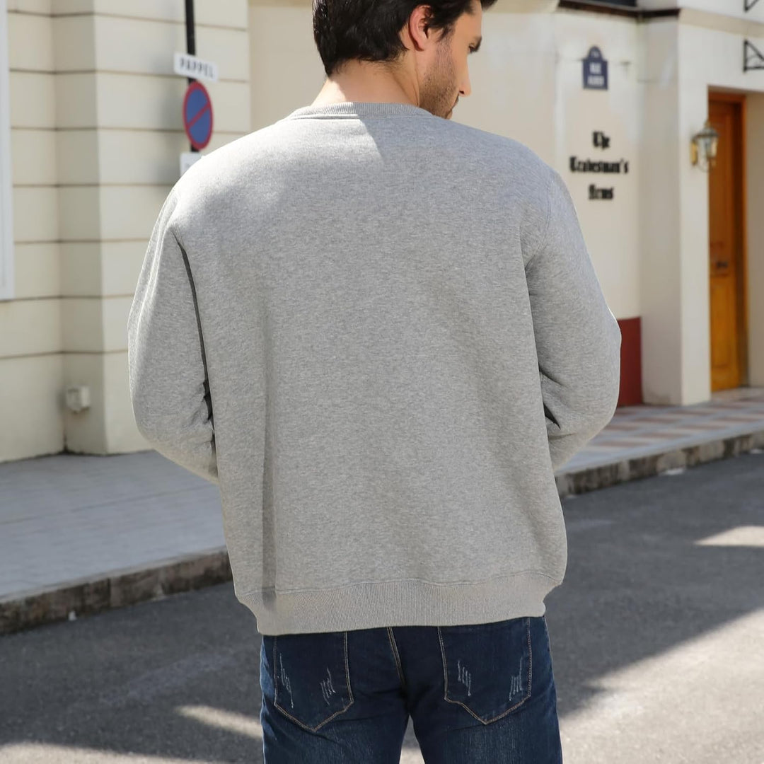 Herren Sweatshirt Winter Warm Fleece Pullover Herren Langarm Pulli mit Rundhalsausschnitt Basic Soli