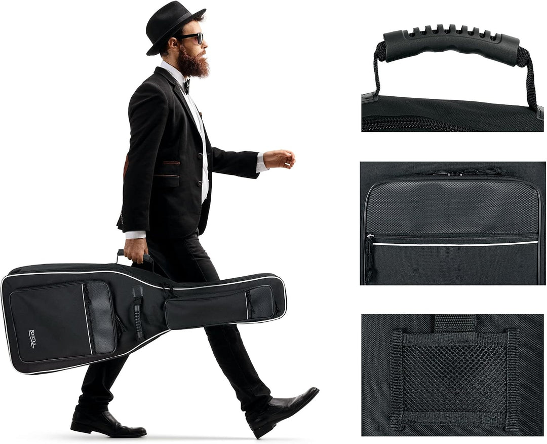 ROCKTILE 4/4 Klassik-Gitarrentasche Deluxe - gepolstert mit Rucksackgarnitur Gigbag für Konzertgitar