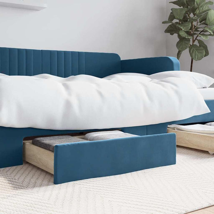 vidaXL Bettschubladen 2 Stk. Blau Holzwerkstoff und Samt, Blau