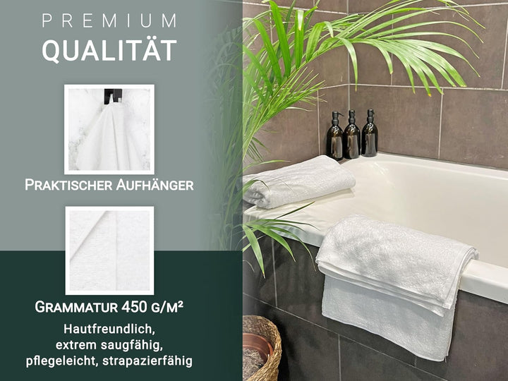 ZOLLNER 5er Set Duschtücher, Badehandtücher, 70x140 cm, Baumwolle, weiss Weiss 5er Set, Weiss 5er Se