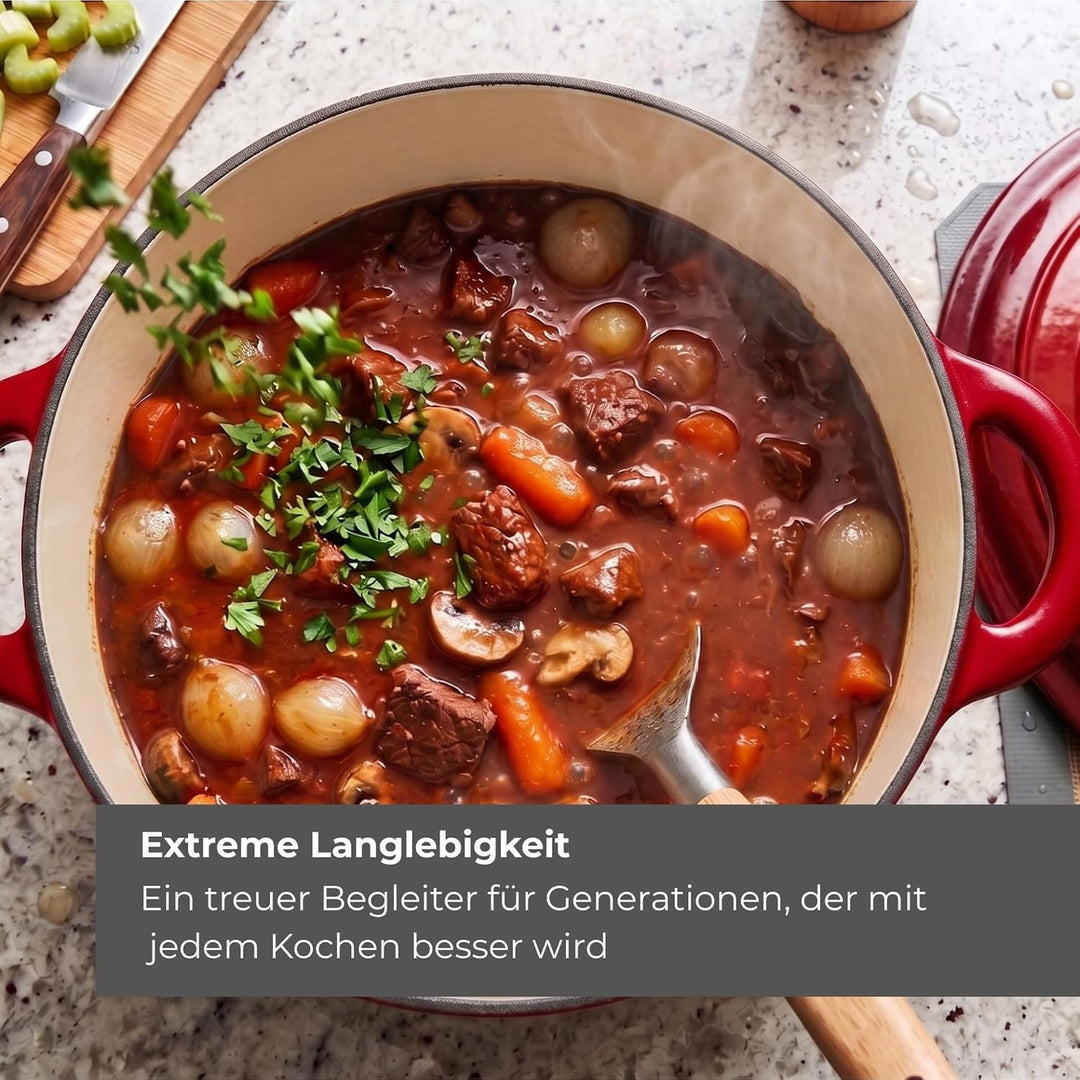 osoltus Bräter Gusseisen m. Deckel Emaille Bratentopf Gusseisentopf (rot, rund) rot rund, rot rund