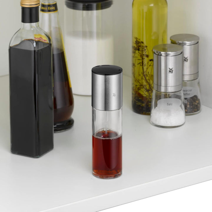 WMF Basic Essig- Olsprüher 125ml, Essig-Sprühflasche, Öl-Sprühflasche mit Glasbehälter, Cromargan Ed