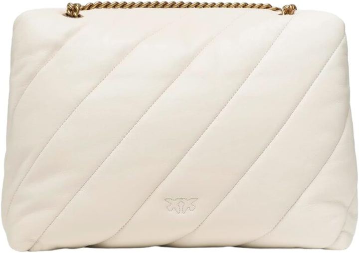 Pinko Damen Love Big Puff Cl Sheep Quaste Tasche Z14q_weiss Seide Antique Gold, Z14q_weiss Seide Ant