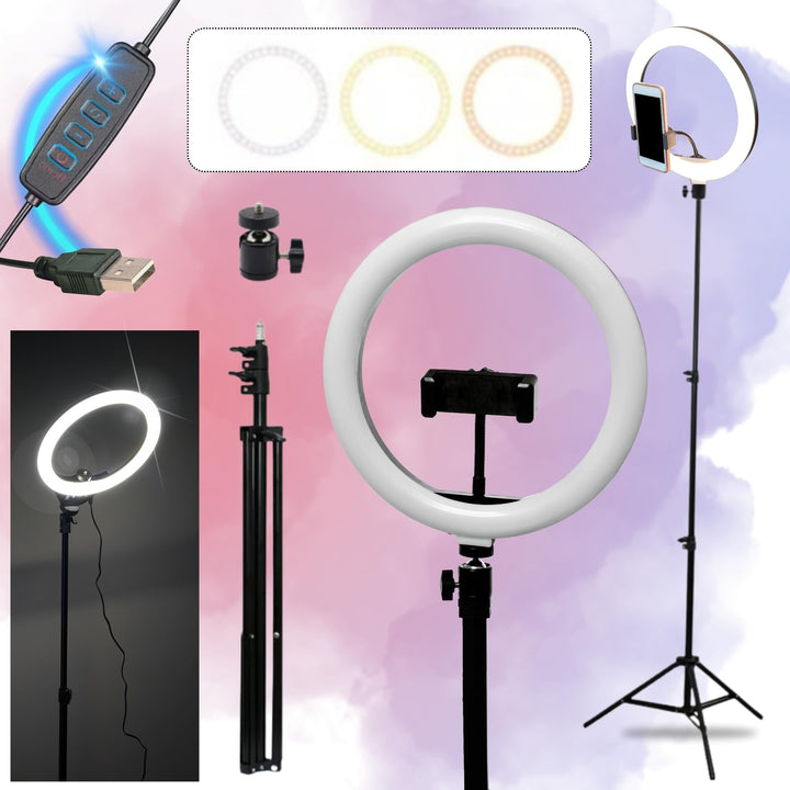 210cm Stativ + XXL Ringlicht Ring Light mit Handyhalter Tripod Beauty Licht Kamerastativ Smartphone