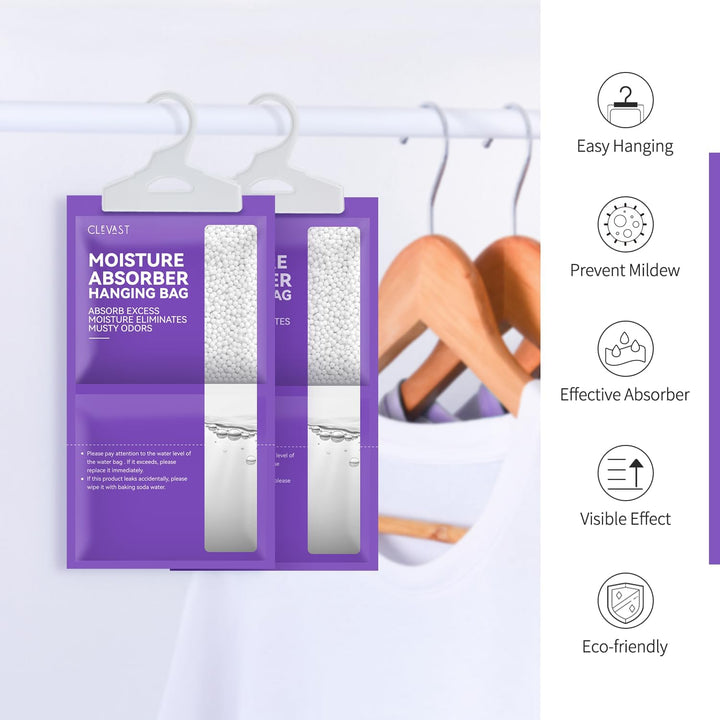 CLEVAST Luftentfeuchter 10er Pack mit Lavendelduft, hängender Feuchtigkeitsabsorber gegen Schimmel,