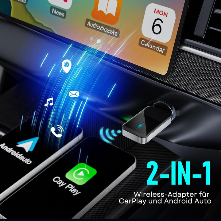 Wireless Adapter für CarPlay, Superschnelle Upgrade von Wired auf Wireless, Plug und Play, Mini &amp; St