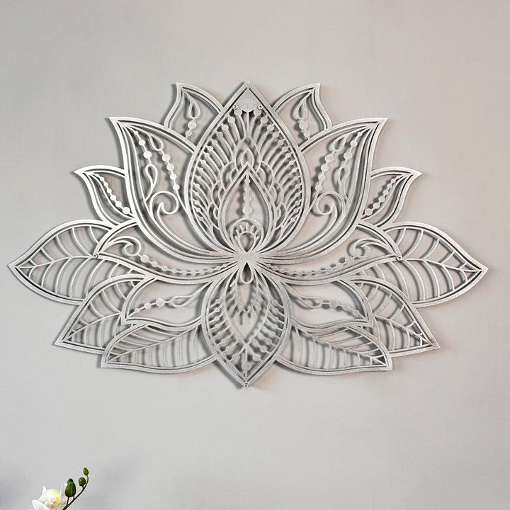 IWA CONCEPT 3D Mandala Metall Wanddekoration | Lotusblume Dekoration für Zuhause | Schlafzimmer Meta