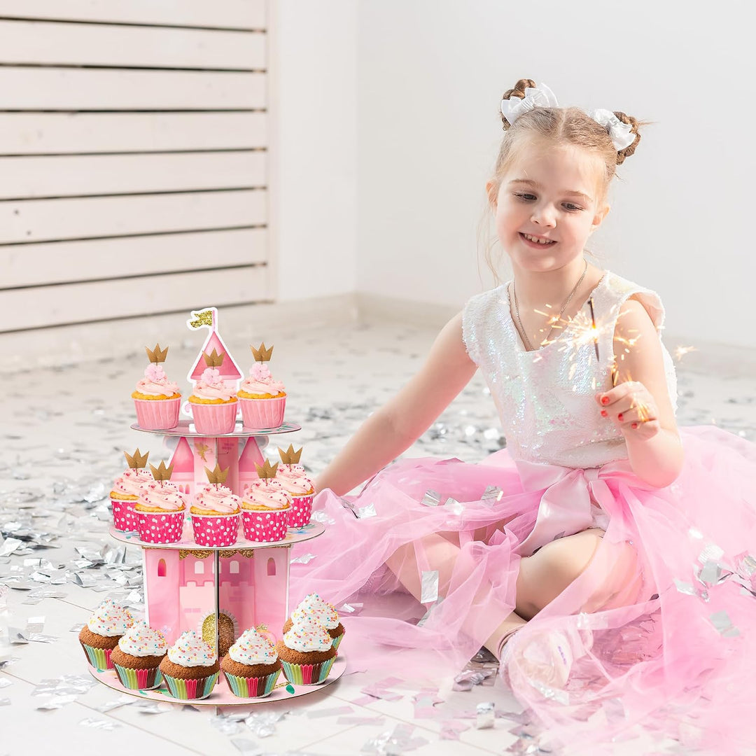 Rosa Watercolor Cupcake Ständer 2 Stück 3-stöckig Prinzessin Karton