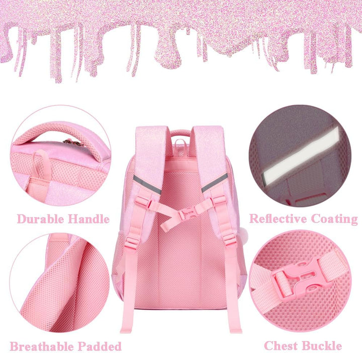 Kimwadalh Glitzer Kinerrucksack Mädchen Schultaschen Kinder Rucksack Schultaschen Set Bunte Schulruc