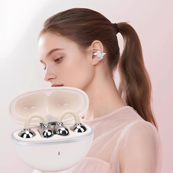 Jiawu ClipFree Open-Ear-Kopfhörer mit Schmetterlingsohrringen, Extrem Bequemer und Eng Anliegender C