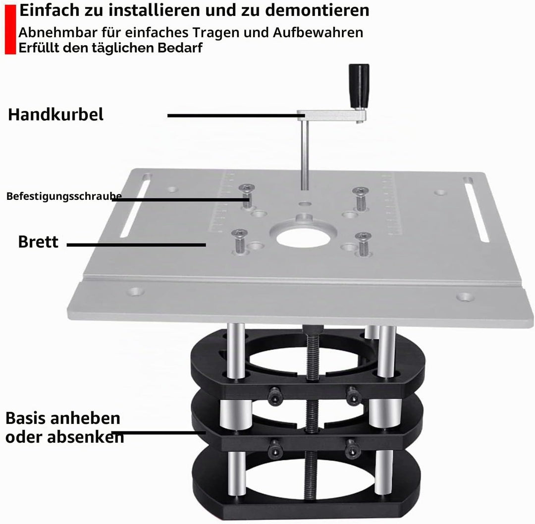 Router-Lift-Basis, Router-HebebüHne, 4 Kiefer Hubsystem für MetallfräStische Werkzeug zum Anheben De