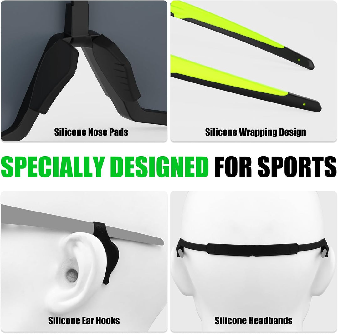 X-TIGER Fahrradbrille, Herren Damen Sportbrille, UV400 mit 5 Wechselgläser,Starker TR90 Frame, mit M