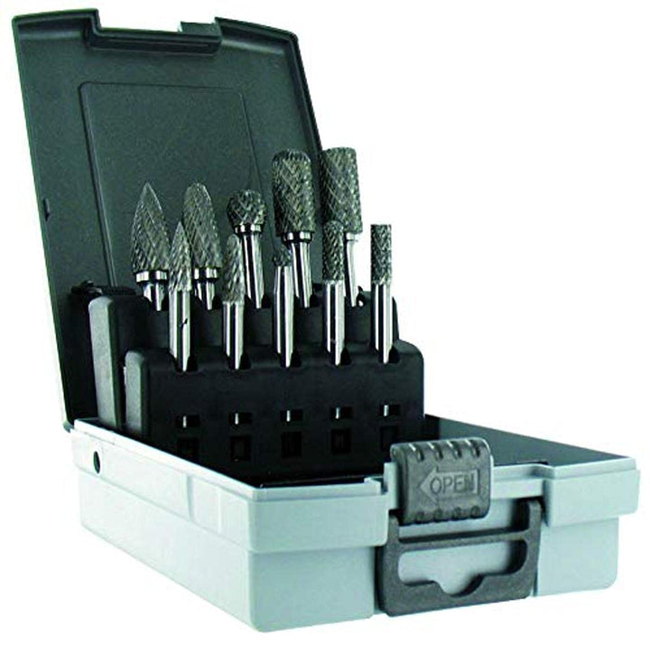 Tivoly Kietmetalinių frezų rinkinys FLK10 Ã˜ 6 ir Ã˜ 12 kotelis 6 mm (10 skirtingų frezų)