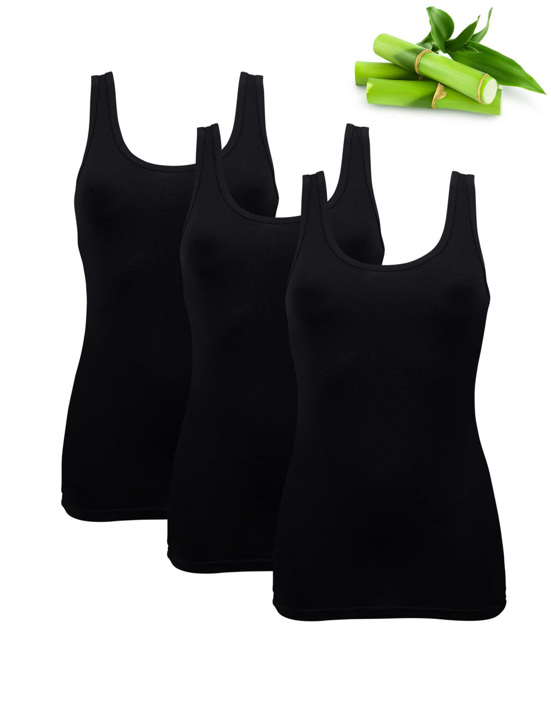 Basic Treasure 3er-Pack Unterhemden Damen, Spaghettiträger Top Damen, Premium Bambus Unterhemd Damen
