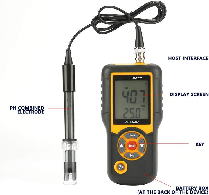 Cosiki Sommerüberraschung Digitales PH-Messgerät, HT-1202 Hochpräziser digitaler Wasserqualitätstest